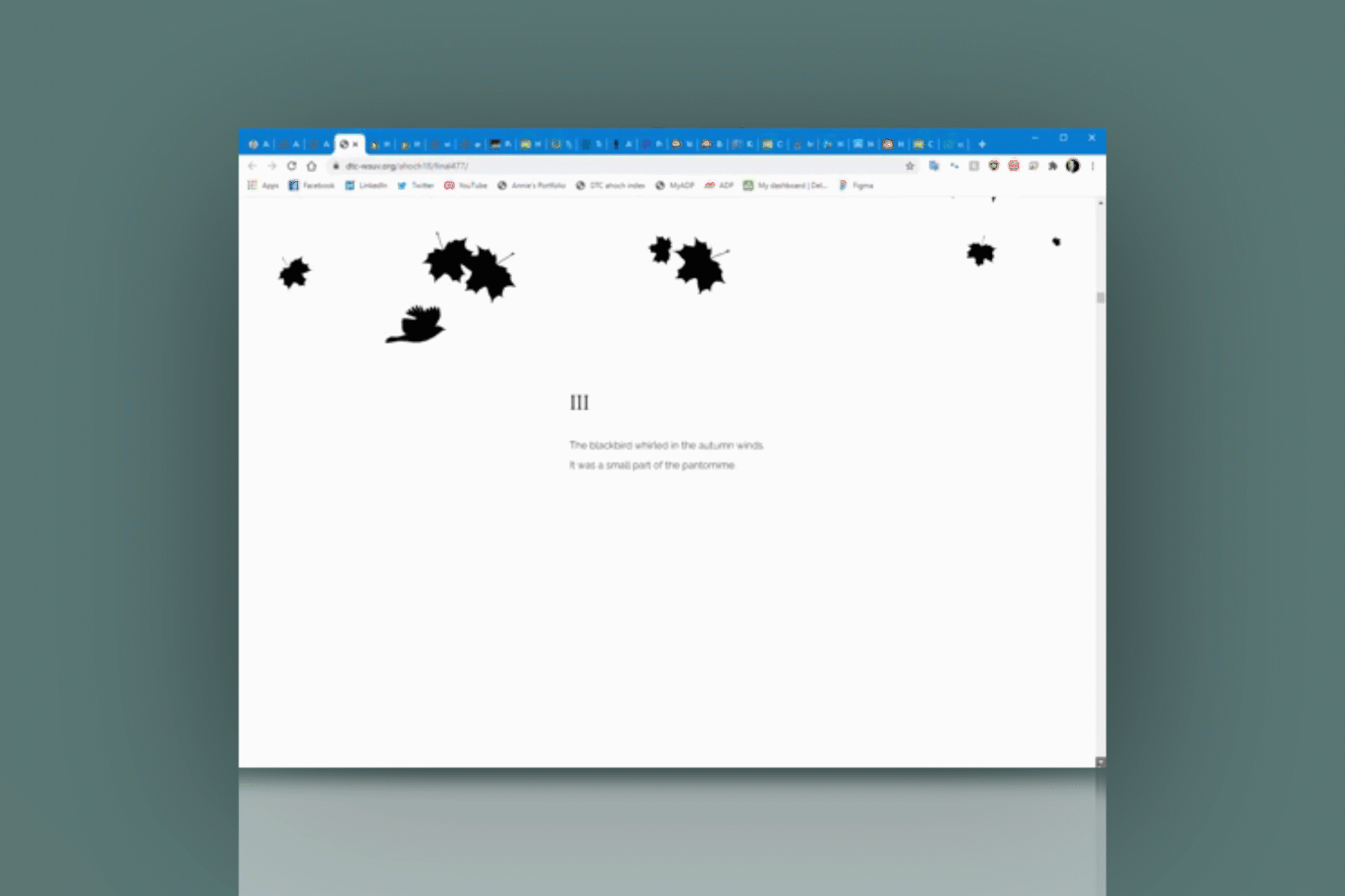 Scrolling gif of animated blackbird website project