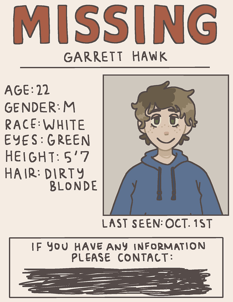 poster of missing person Garrett