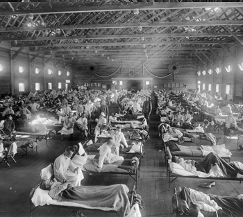 full warehouse of Spanish flu patients in Kansas