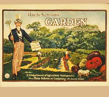 1917 poster of Uncle Sam in garden.