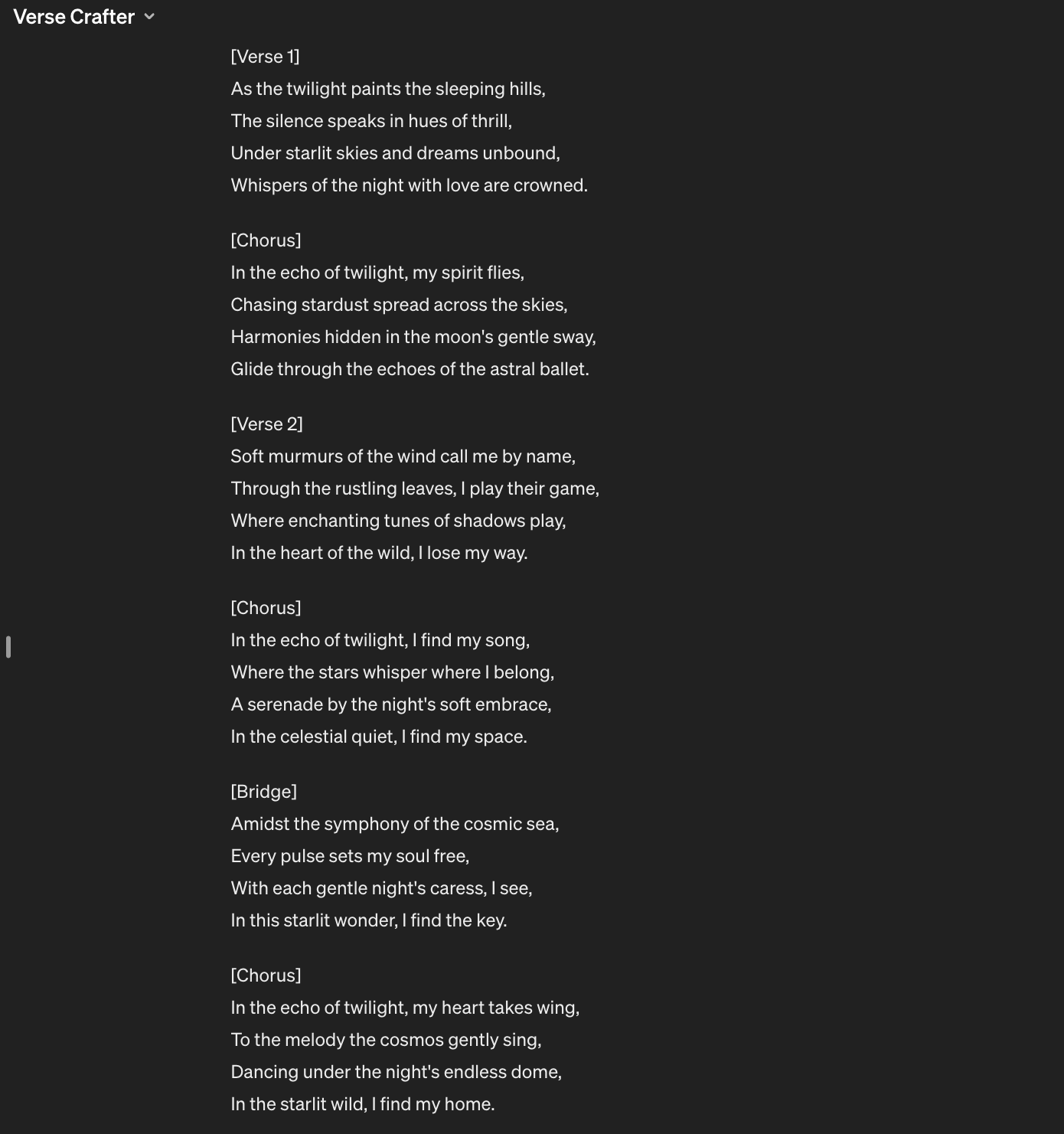final iteration of poem: