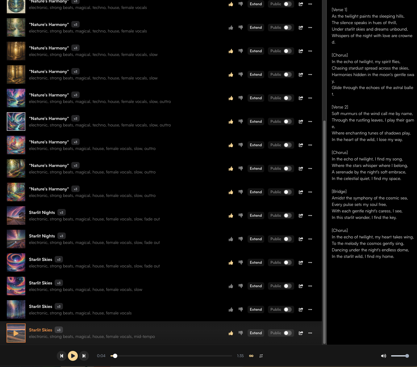 screenshot of suno