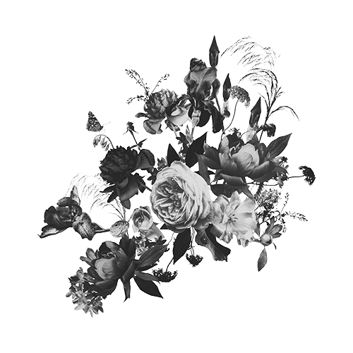 black and white flowers collage