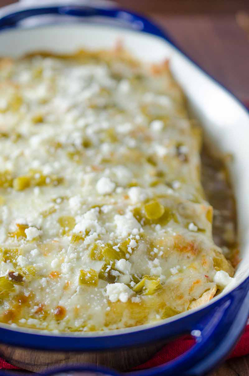 Green Chile Chicken Enchilada Casserole
